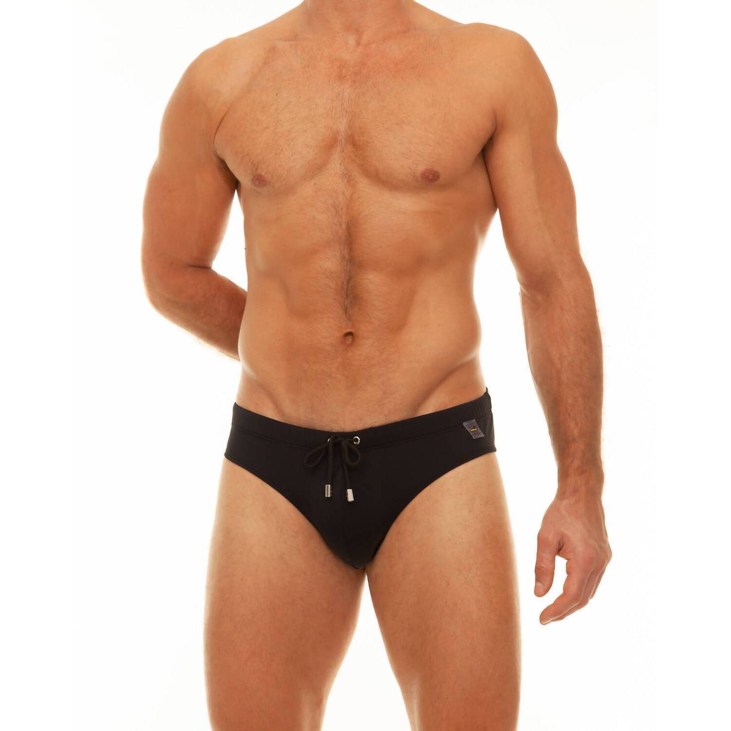 New Along Solid Drawstring Bikini In Black